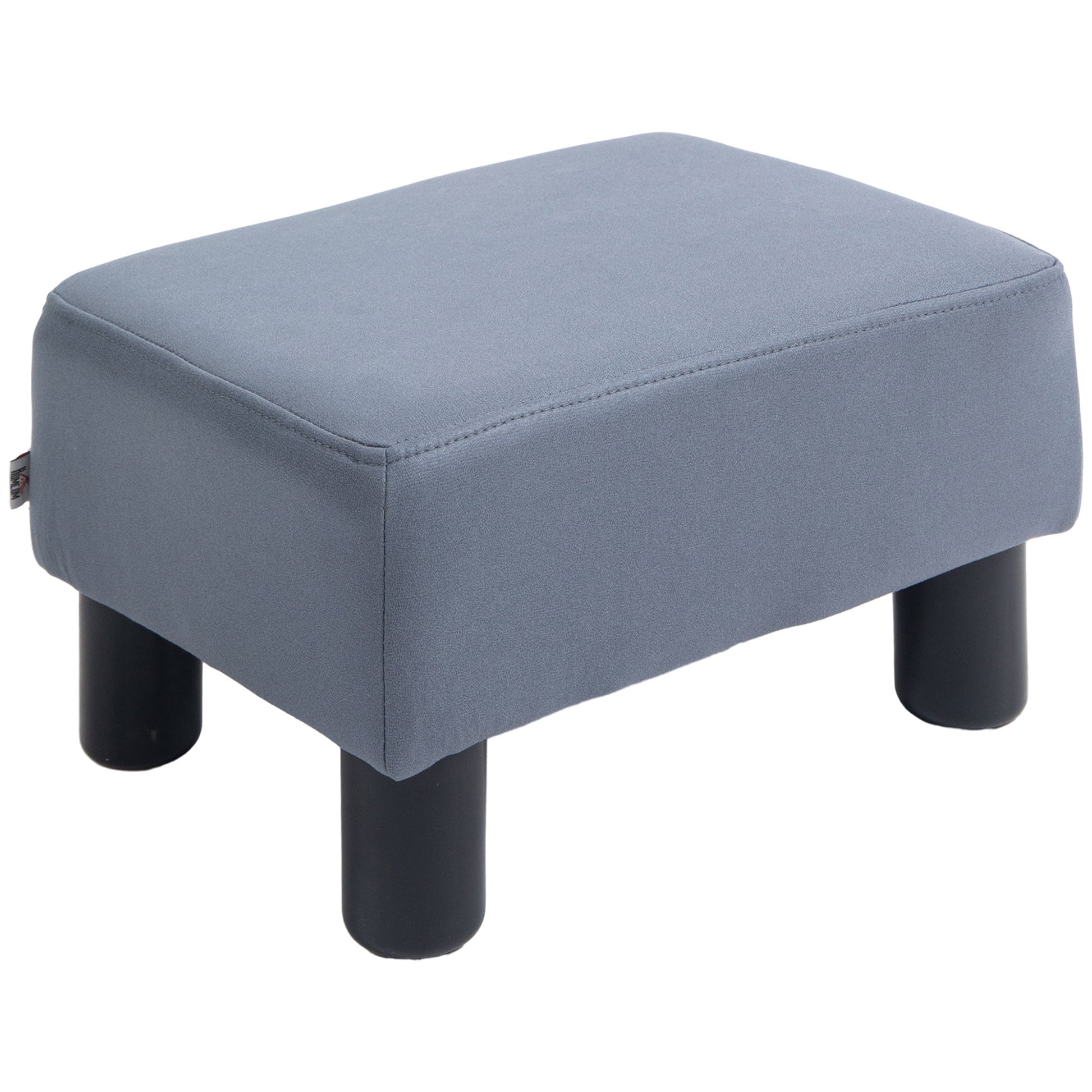 Photo of HOMCOM Microfiber Cloth Footstool, Small Foot Rest, Rectangle Sofa Stool for Bedroom Living Room, Grey in Grey colour on a white background
