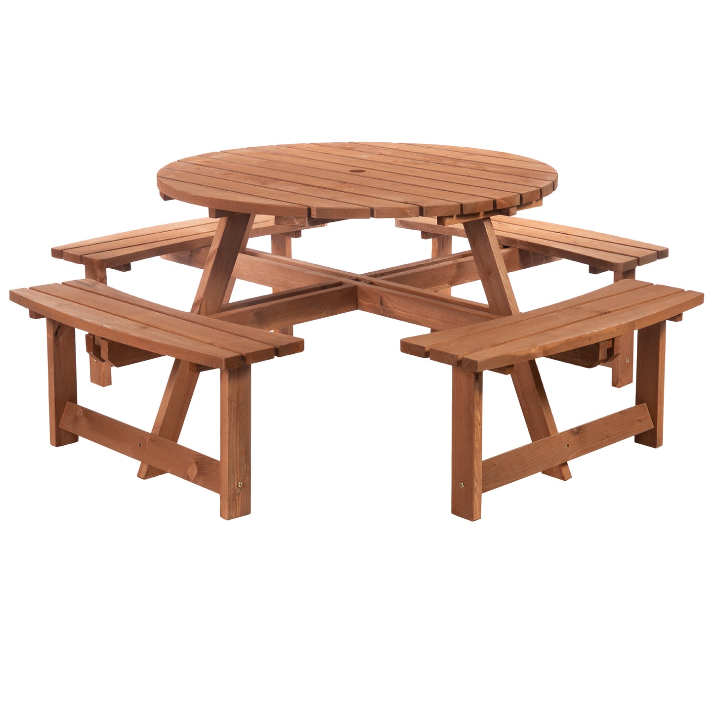 Photo of Outsunny 8-Seater Wooden Picnic Set-Fir Wood in Wood colour on a white background