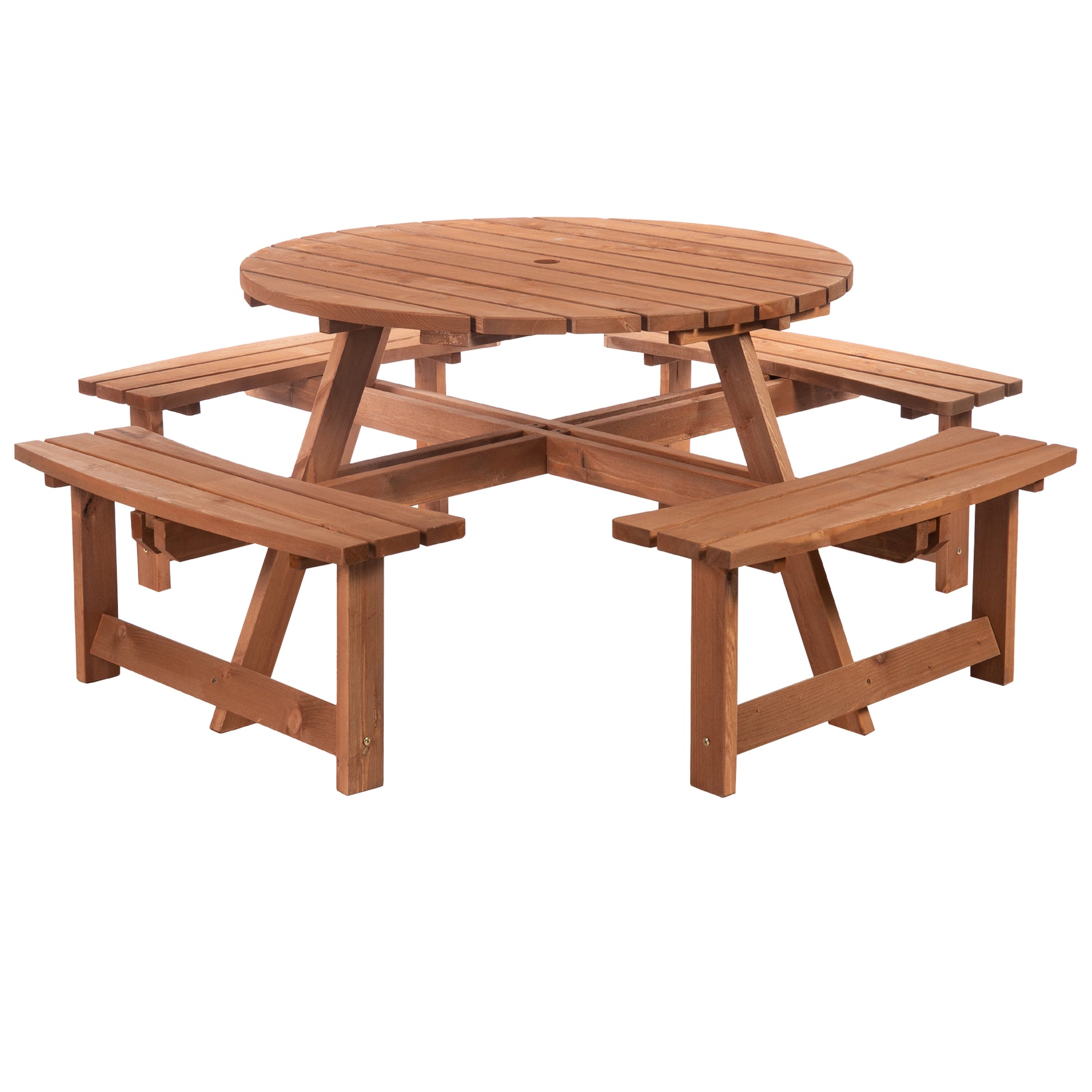 Photo of Outsunny 8-Seater Wooden Picnic Set-Fir Wood in Wood colour on a white background