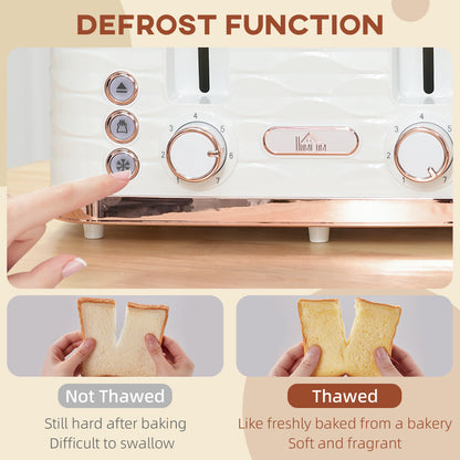 HOMCOM toaster controls with defrost button and browning dials