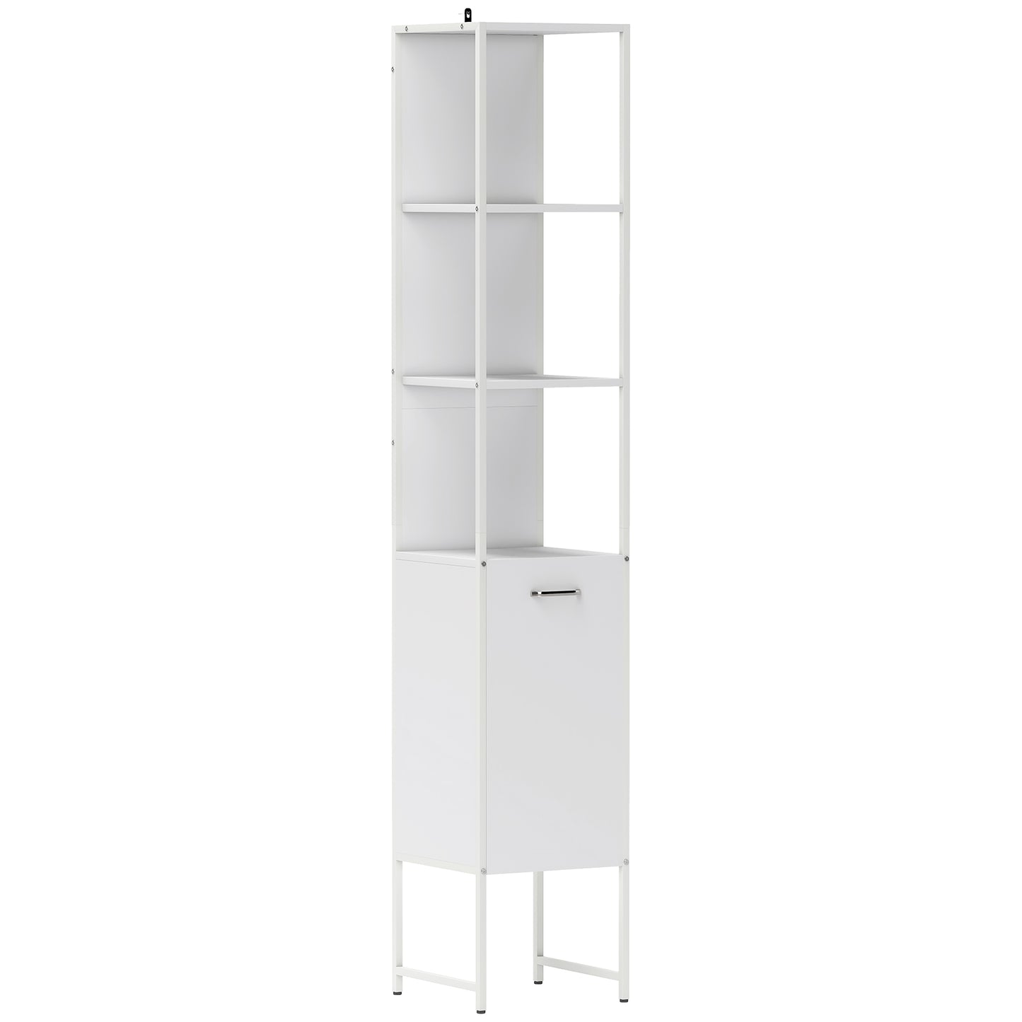 Photo of HOMCOM Tall Bathroom Cabinet with Open Shelves and Adjustable Shelf - White in White colour on a white background