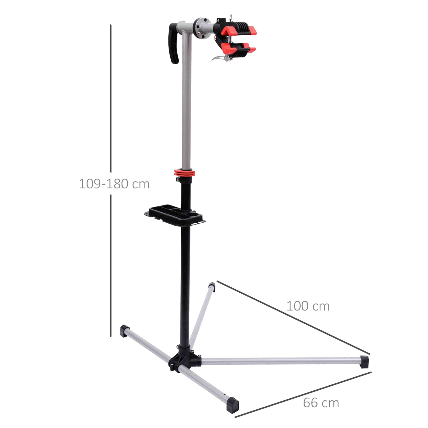 HOMCOM Bike Repair Stand Workstation, Bicycle Maintenance Workstand, Height Adjustable, with Tool Tray & 360° Rotating Adjustable Clamp for Home Mechanic Workshop