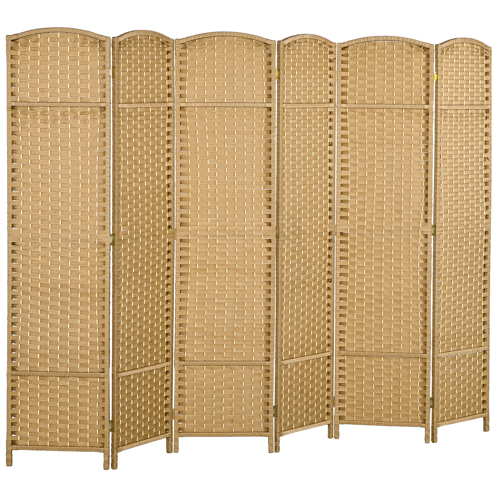 Photo of HOMCOM 6 Panel Folding Room Divider, Freestanding Privacy Screen for Living Room, Bedroom and Office, 240 x 170cm, Natural in Natural colour on a white background