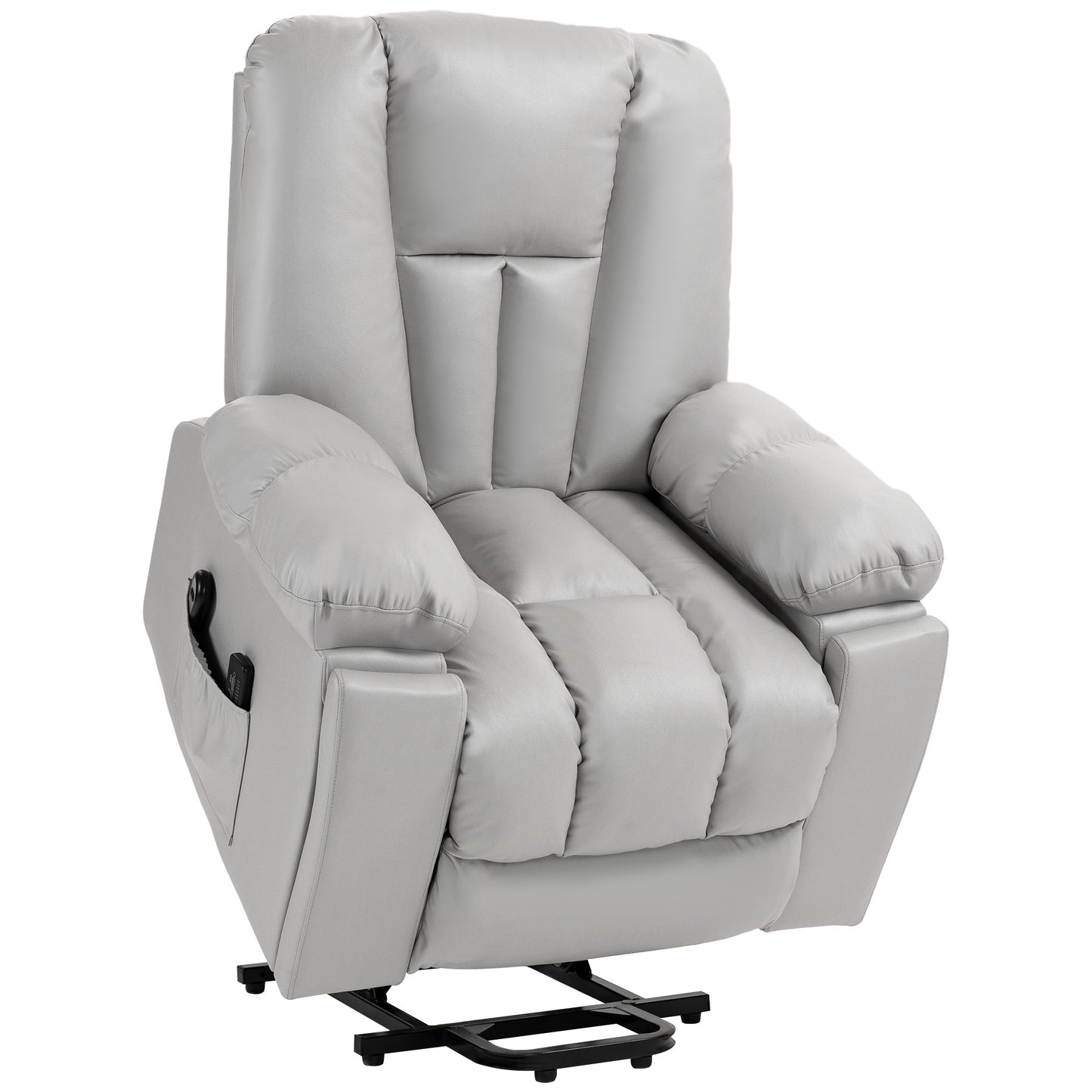 Photo of HOMCOM Leathaire Eight Massage Point Armchair, with Reclining Back - Light Grey in Grey colour on a white background