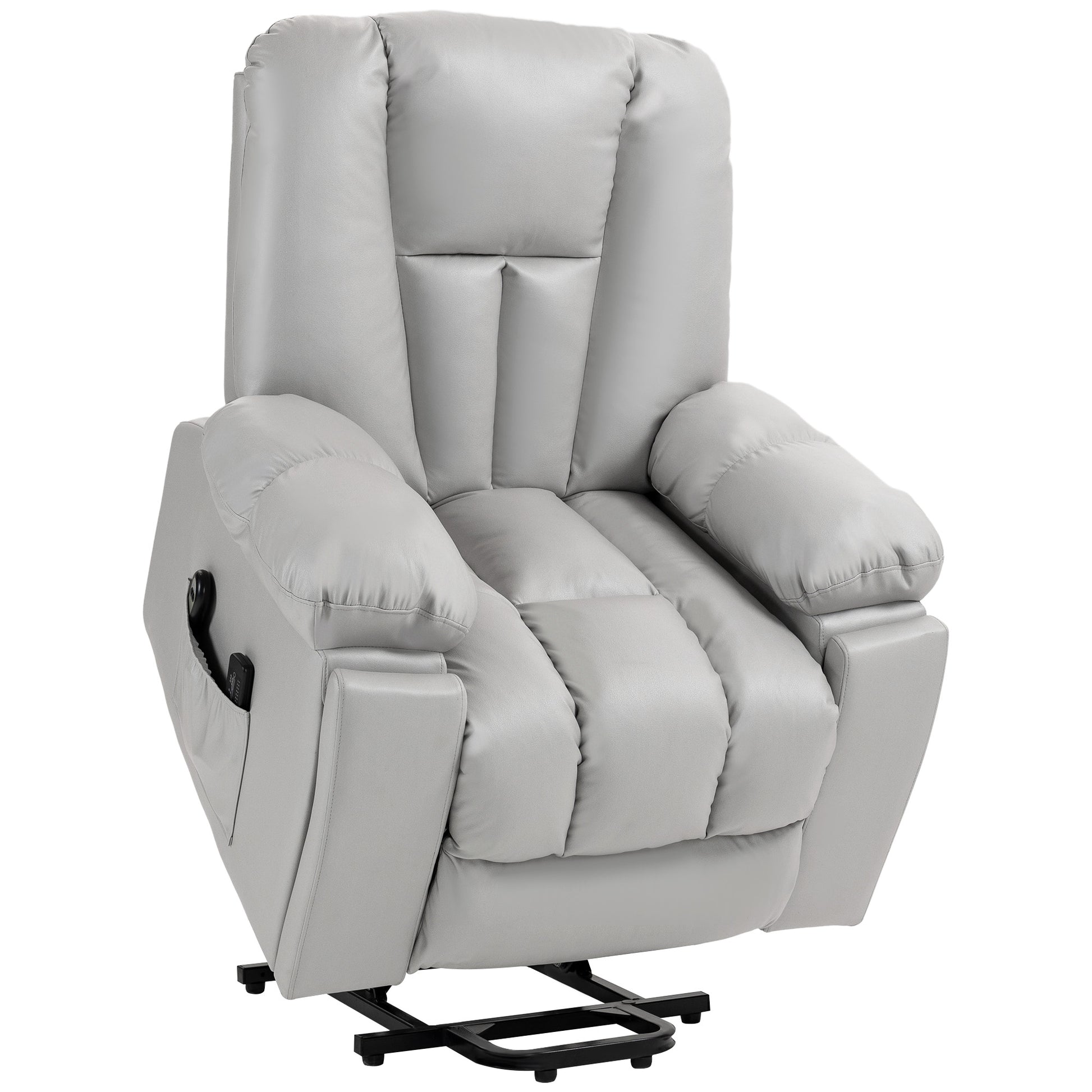 Photo of HOMCOM Leathaire Eight Massage Point Armchair, with Reclining Back - Light Grey in Grey colour on a white background