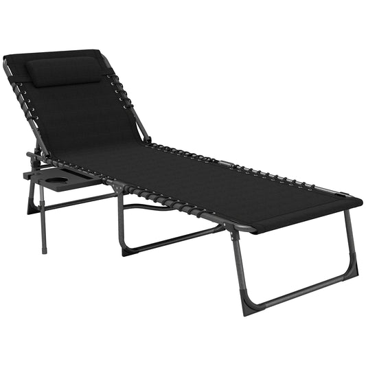Photo of Outsunny Five-Position Reclining Sun Lounger - Black in Black colour on a white background
