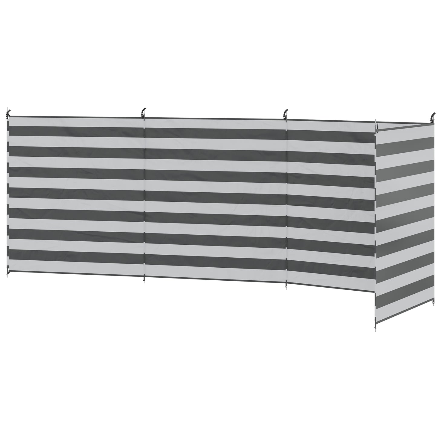 Photo of Outsunny 4 Pole Camping Windbreaks, Beach Wind Shield Shelter with Carry Bag and Steel Poles, 540cm x 150cm, Grey and White in White colour on a white background