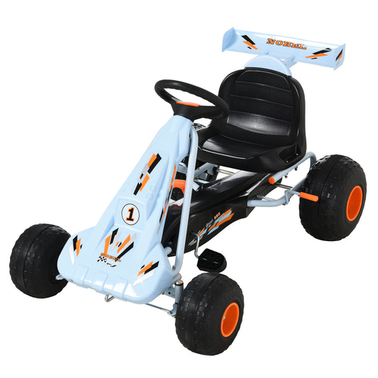Photo of HOMCOM Pedal Go Kart, Kids Ride On Race Car with Brake, Gears Shift, Steering Wheel, Adjustable Seat, Gift for Boys and Girls 3-6 Years Outdoor, Blue in Blue colour on a white background