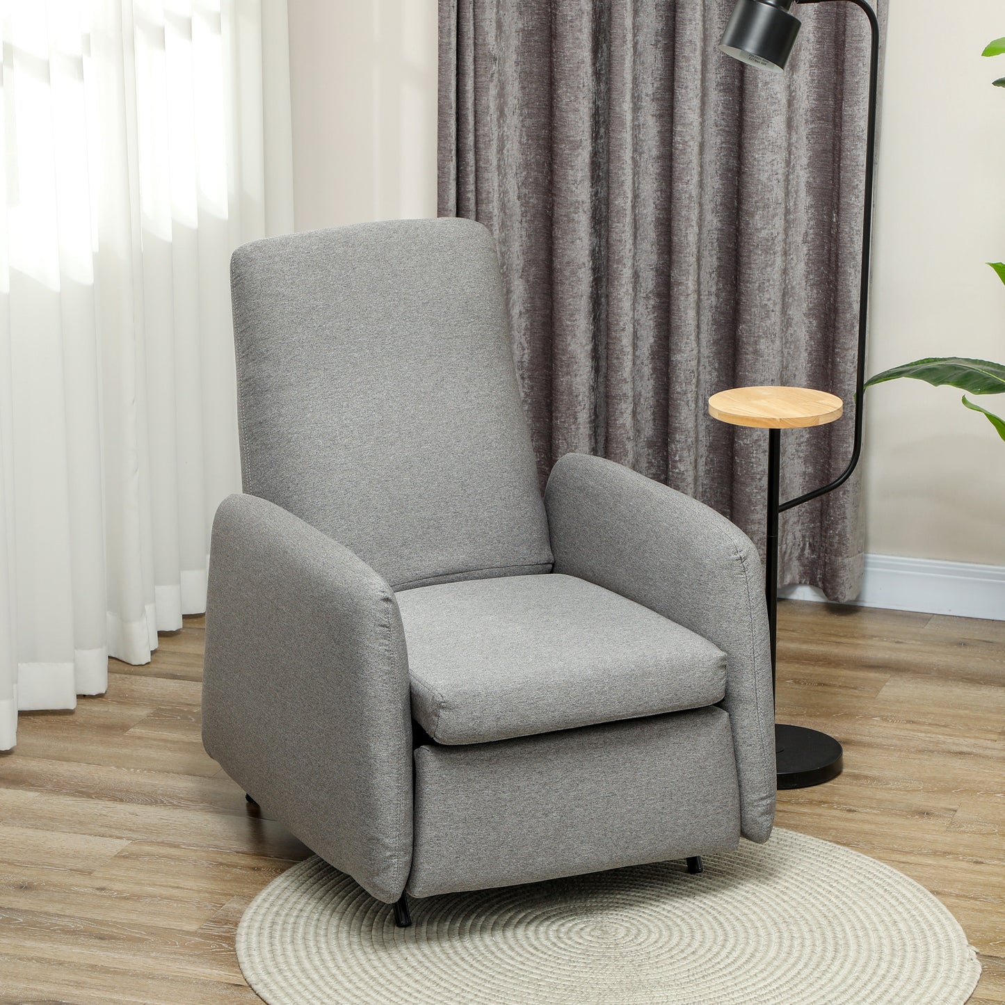 HOMCOM 150° Manually Reclining Chair, with Footrest - Grey