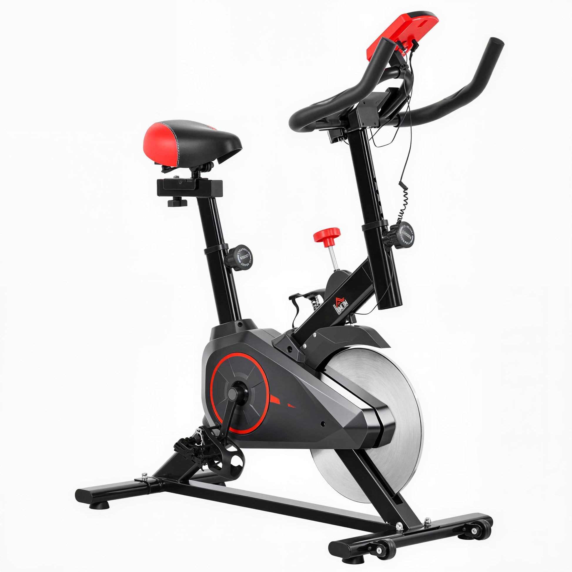 Photo of HOMCOM Indoor Upright Exercise Bike Machine, with Adjustable Seat, Resistance, Handlebar, LCD Display in Display colour on a white background