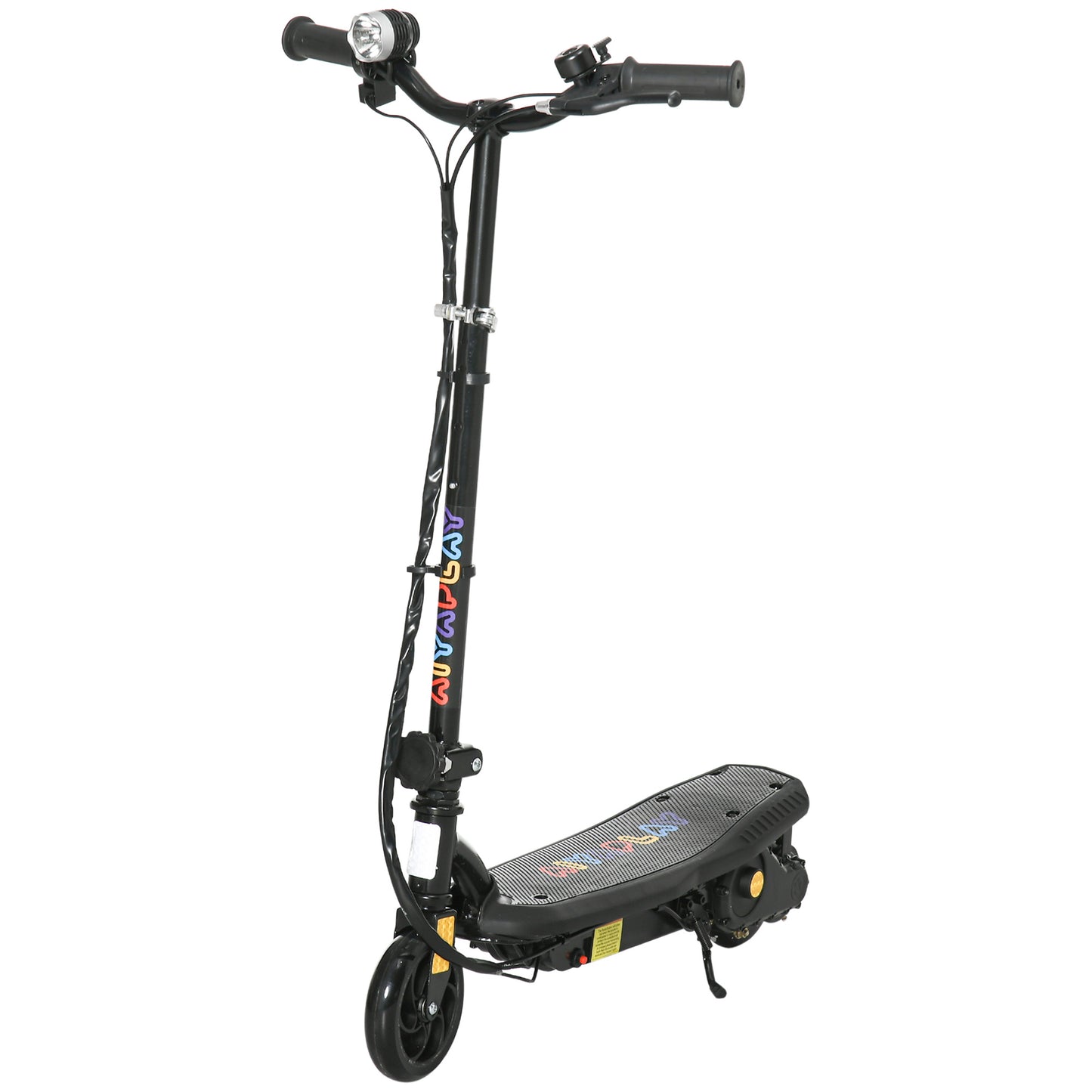 Photo of HOMCOM Foldable Electric Scooter, with LED Lights, for Ages 7-14 Years, Black in Black colour on a white background