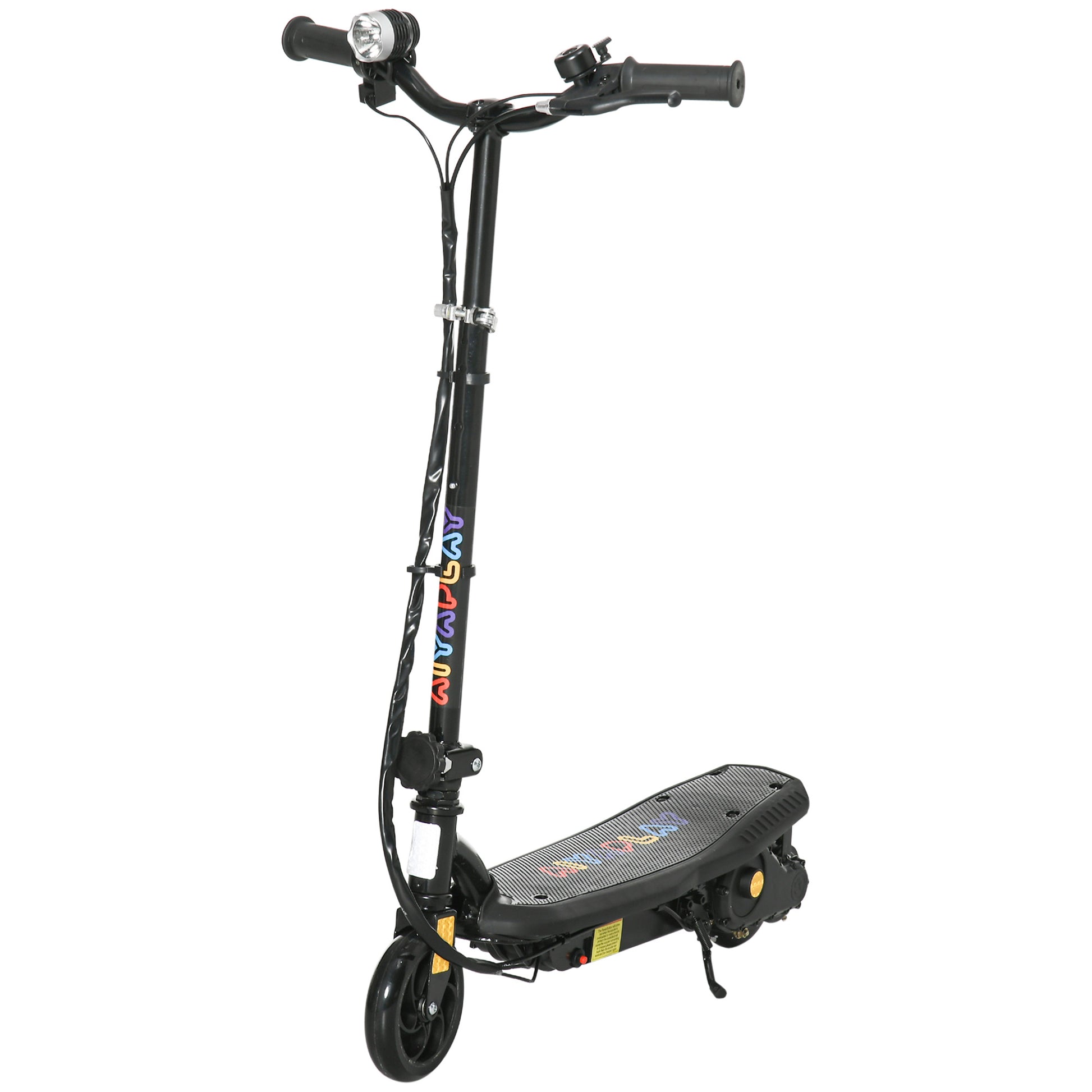 Photo of HOMCOM Foldable Electric Scooter, with LED Lights, for Ages 7-14 Years, Black in Black colour on a white background