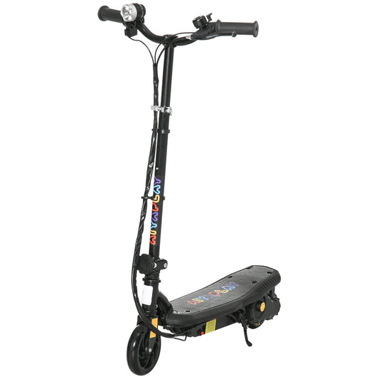 Photo of HOMCOM Foldable Electric Scooter, with LED Lights, for Ages 7-14 Years, Black in Black colour on a white background