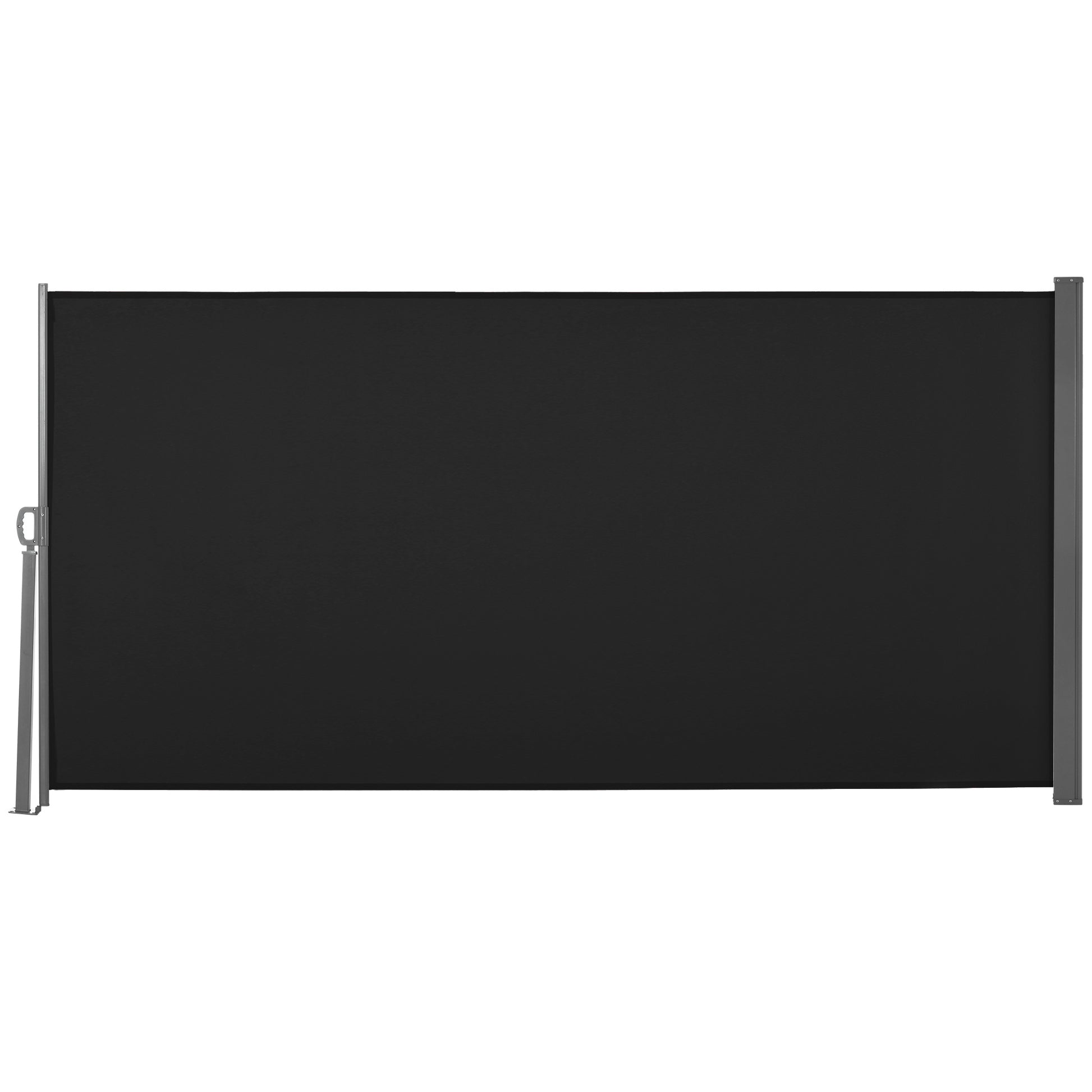 Photo of Outsunny Retractable Sun Side Awning Screen Fence Patio Garden Wall Balcony Screening Panel Outdoor Blind Privacy Divider (3x1.6M, Black) in Black) colour on a white background