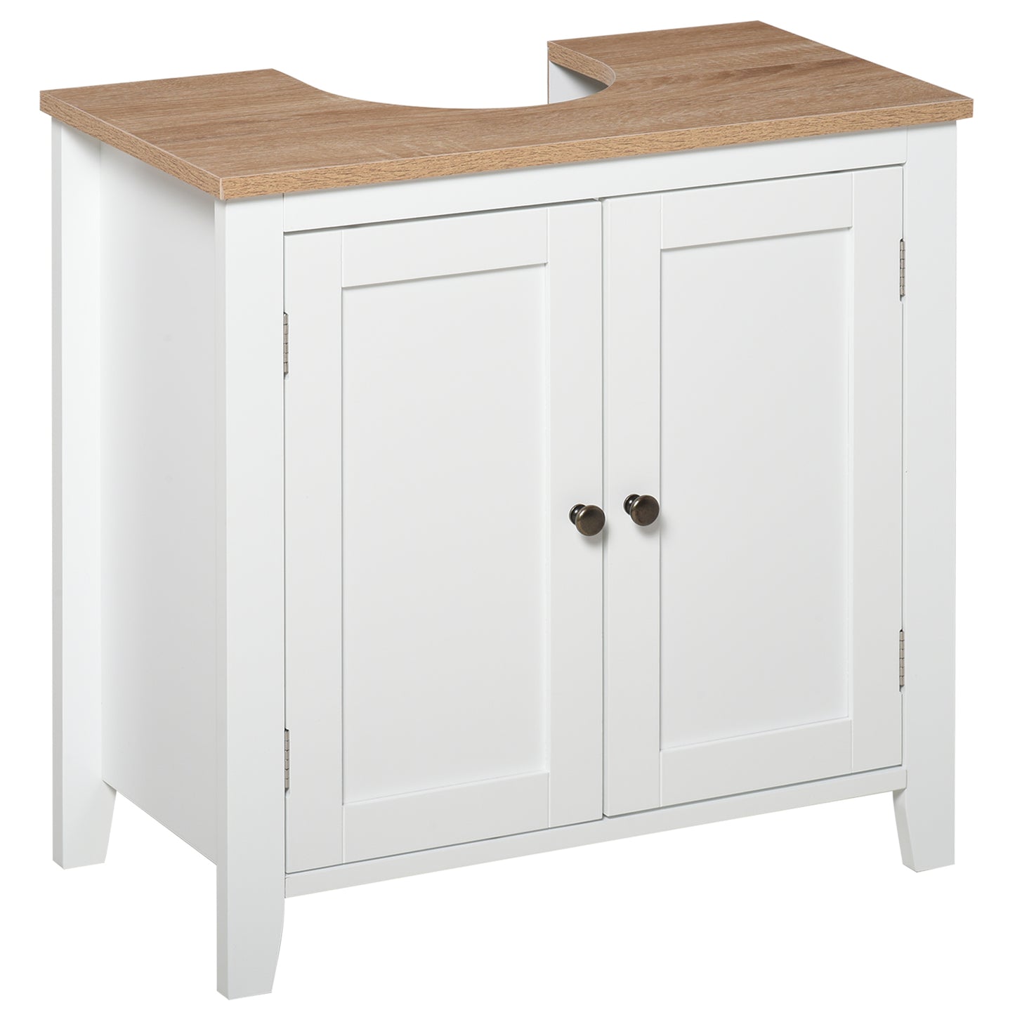 Photo of kleankin Under Sink Cabinet, Bathroom Sink Cabinet with 2 Doors, Pedestal Under Sink Design, Freestanding Bathroom Cupboard with Adjustable Shelf, White in White colour on a white background