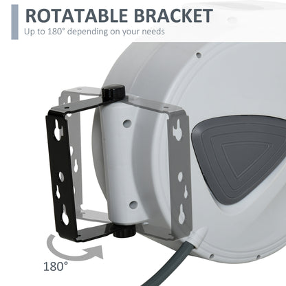 DURHAND air hose reel with a wall bracket that swivels up to 180 degrees