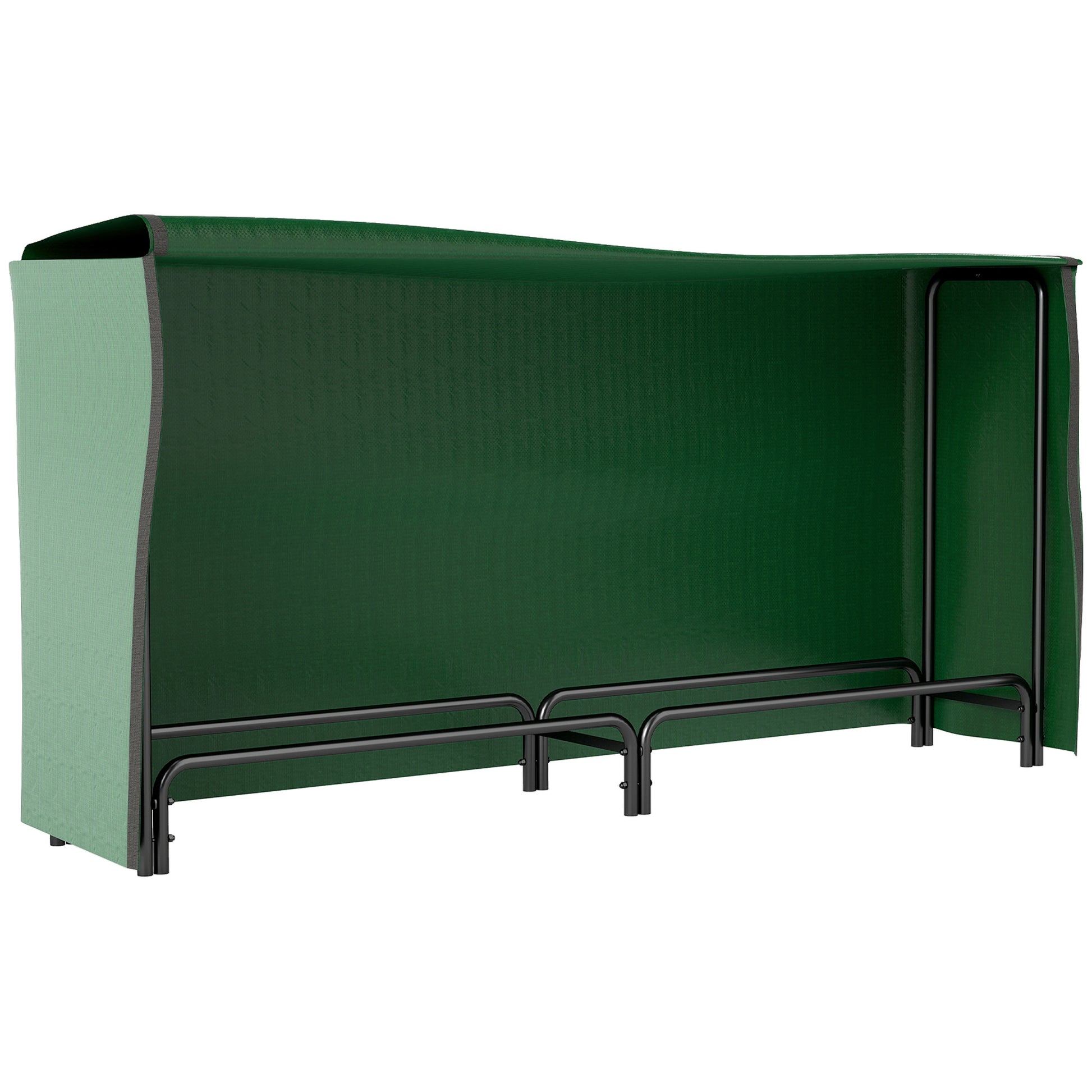 Photo of Outsunny Firewood Rack with Waterproof Cover, Heavy Duty Metal Log Store Indoors, Log Storage Holder for Outdoor Indoor Fireplace, 200 x 36 x 99 cm, Dark Green in Green colour on a white background