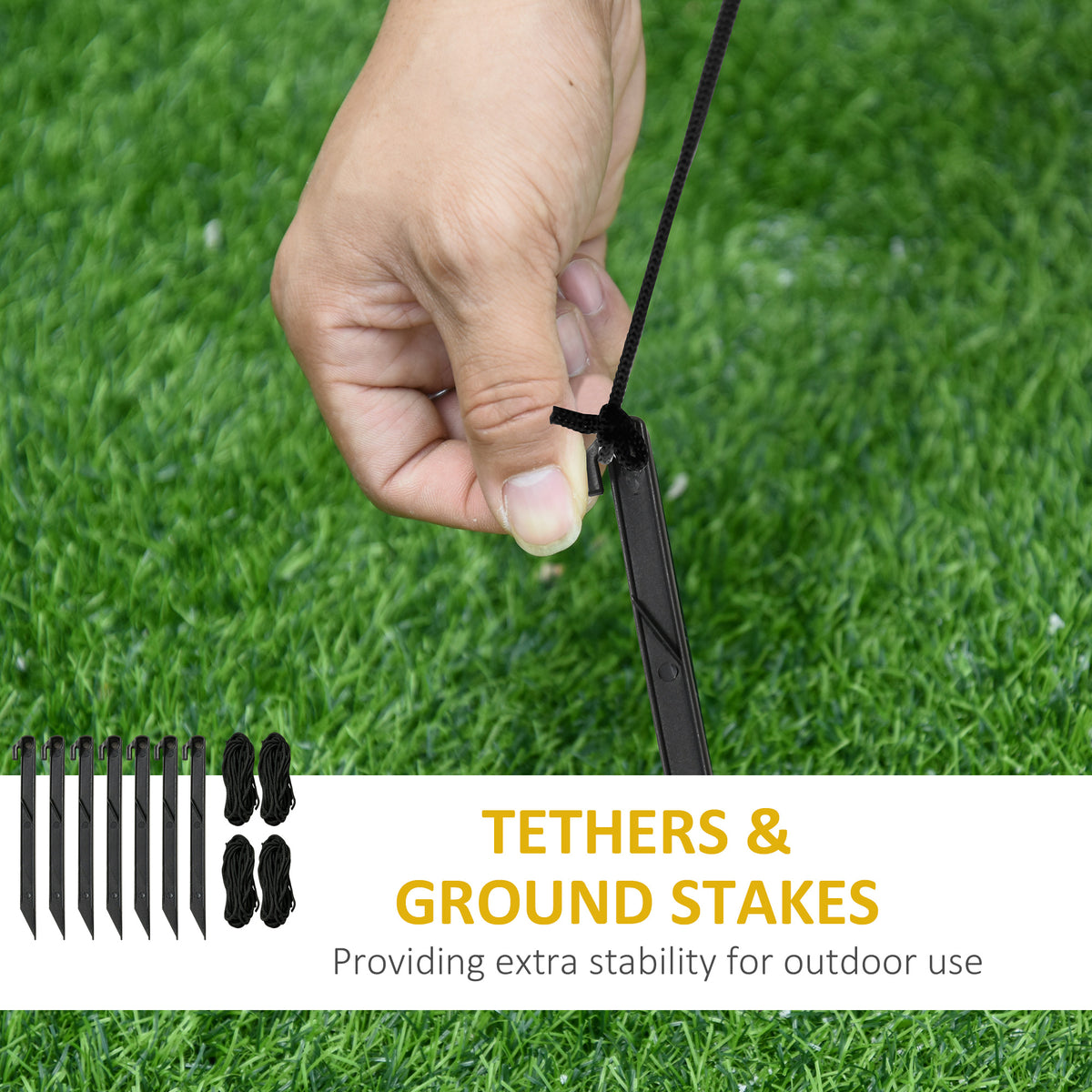 Inflatable Christmas tree ground stakes and tether cords for outdoor stability