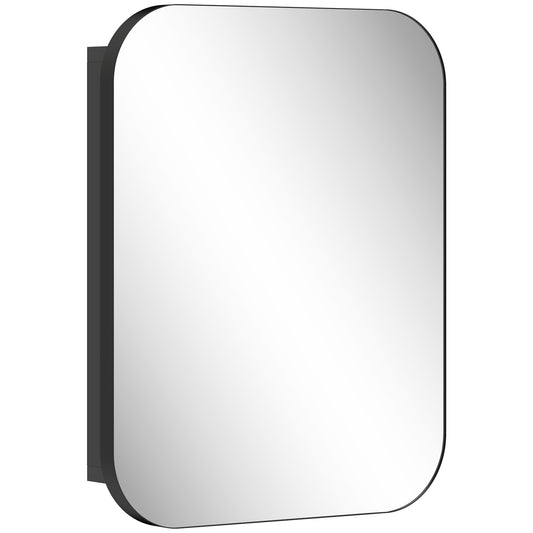 Photo of HOMCOM Bathroom Medicine Cabinet with Mirror, Bathroom Wall Cabinet with Adjustable Shelves, Soft Close Hinges, Black in Black colour on a white background