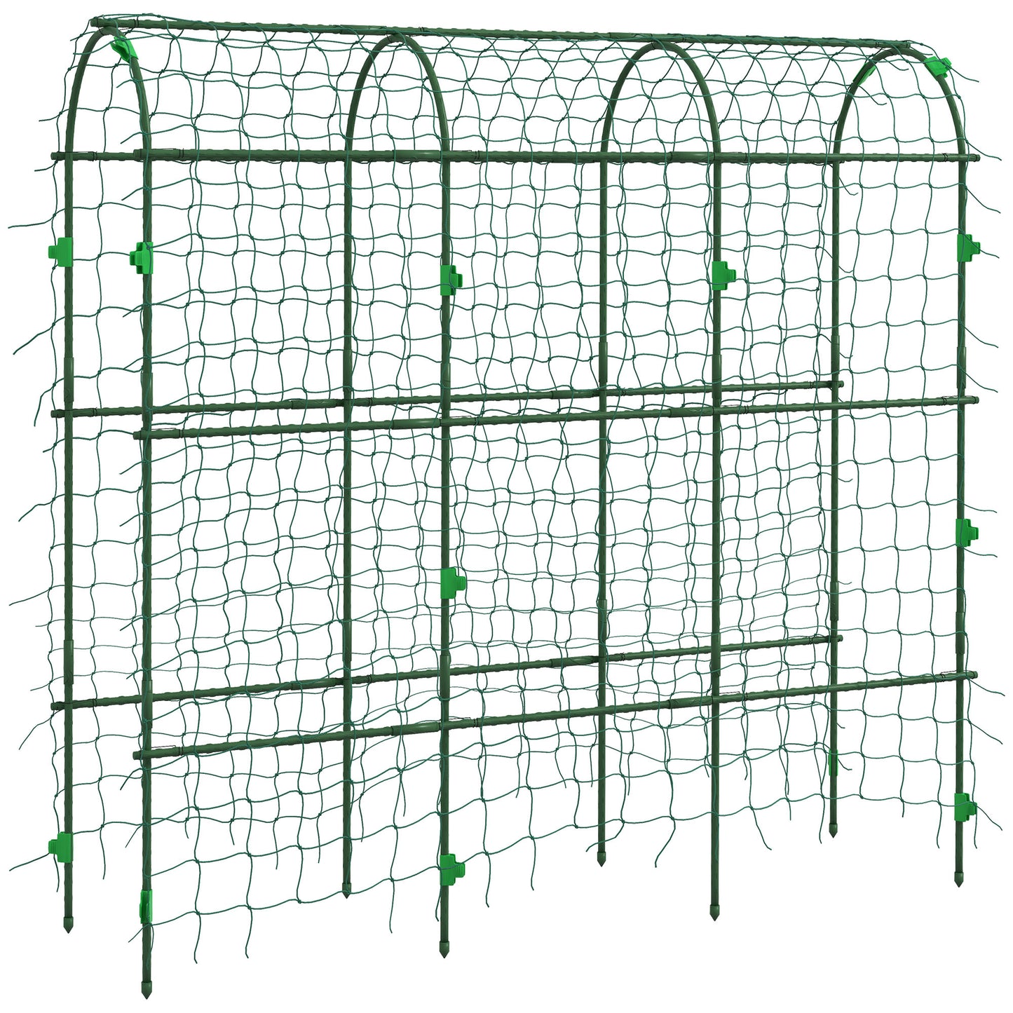 Photo of Outsunny 183 cm Tall Metal Garden Trellis, Arch Trellis for Climbing Plants Outdoor with Climbing Net in Net colour on a white background