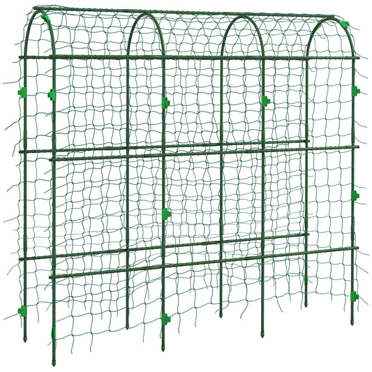 Photo of Outsunny 183 cm Tall Metal Garden Trellis, Arch Trellis for Climbing Plants Outdoor with Climbing Net in Net colour on a white background