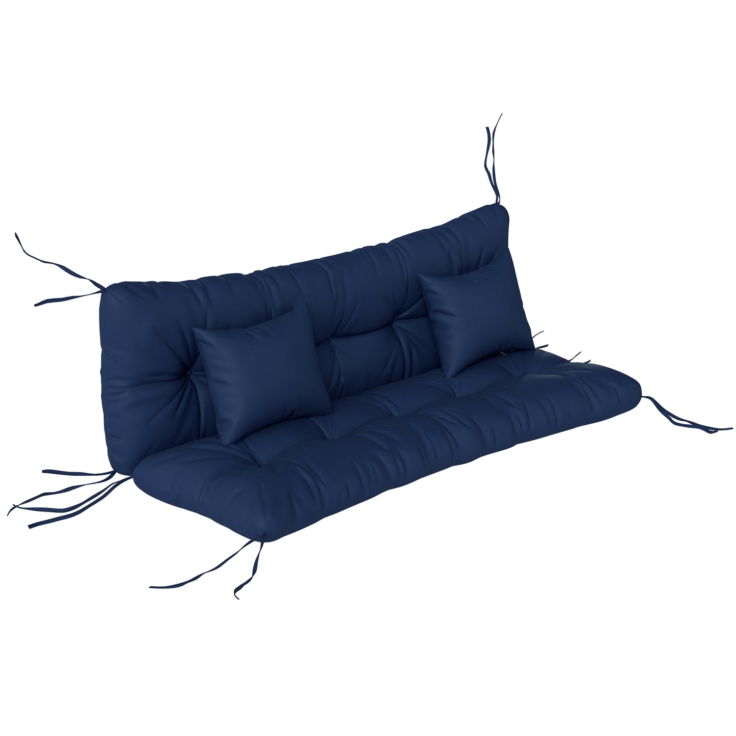 Photo of Outsunny Outdoor Seat Cushions Back Cushion with 2 Pillows, Water Repellent Seat Pads for 3-Seater Chair, Dark Blue in Blue colour on a white background