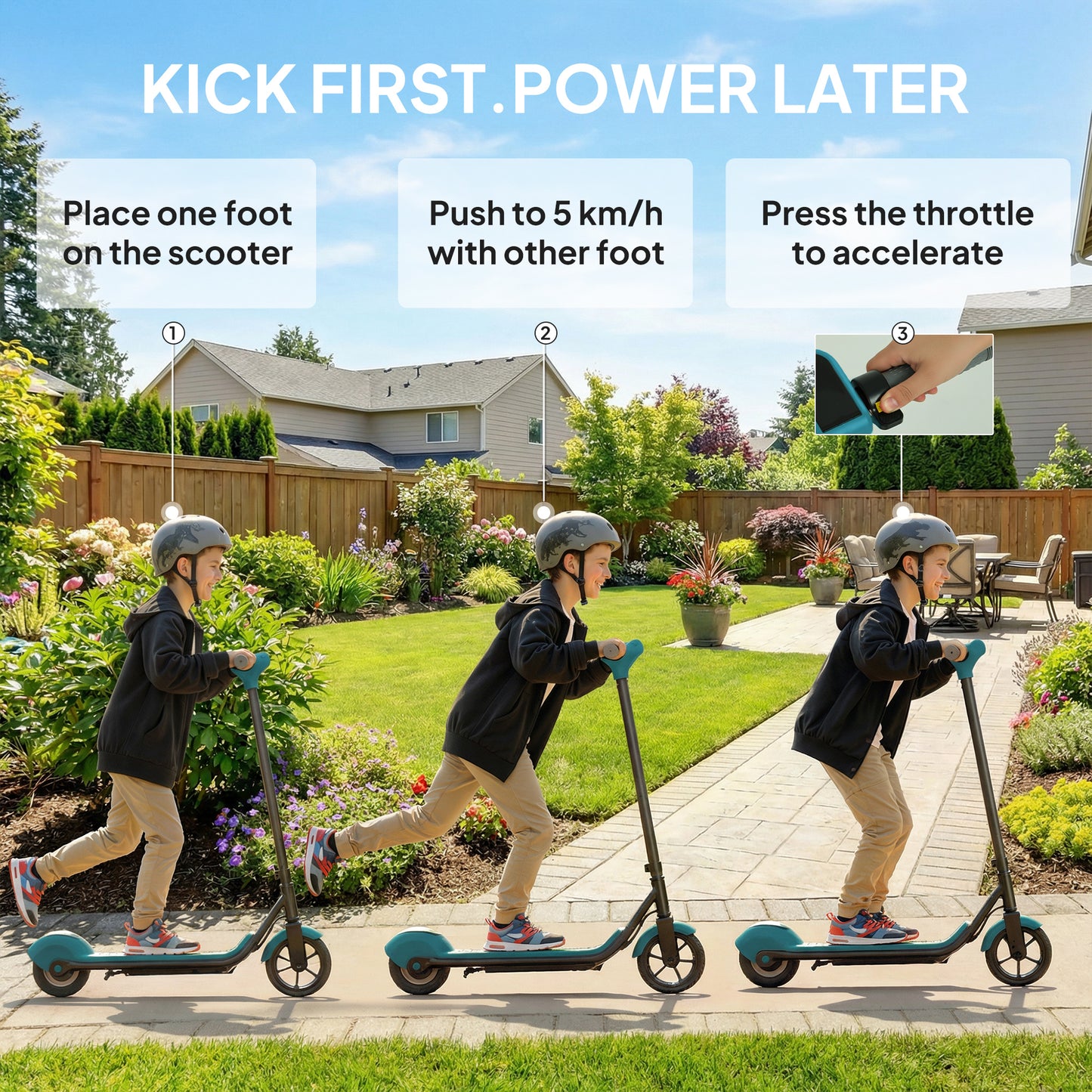 SPORTNOW Electric Scooter for Kids, with LED Display, Green
