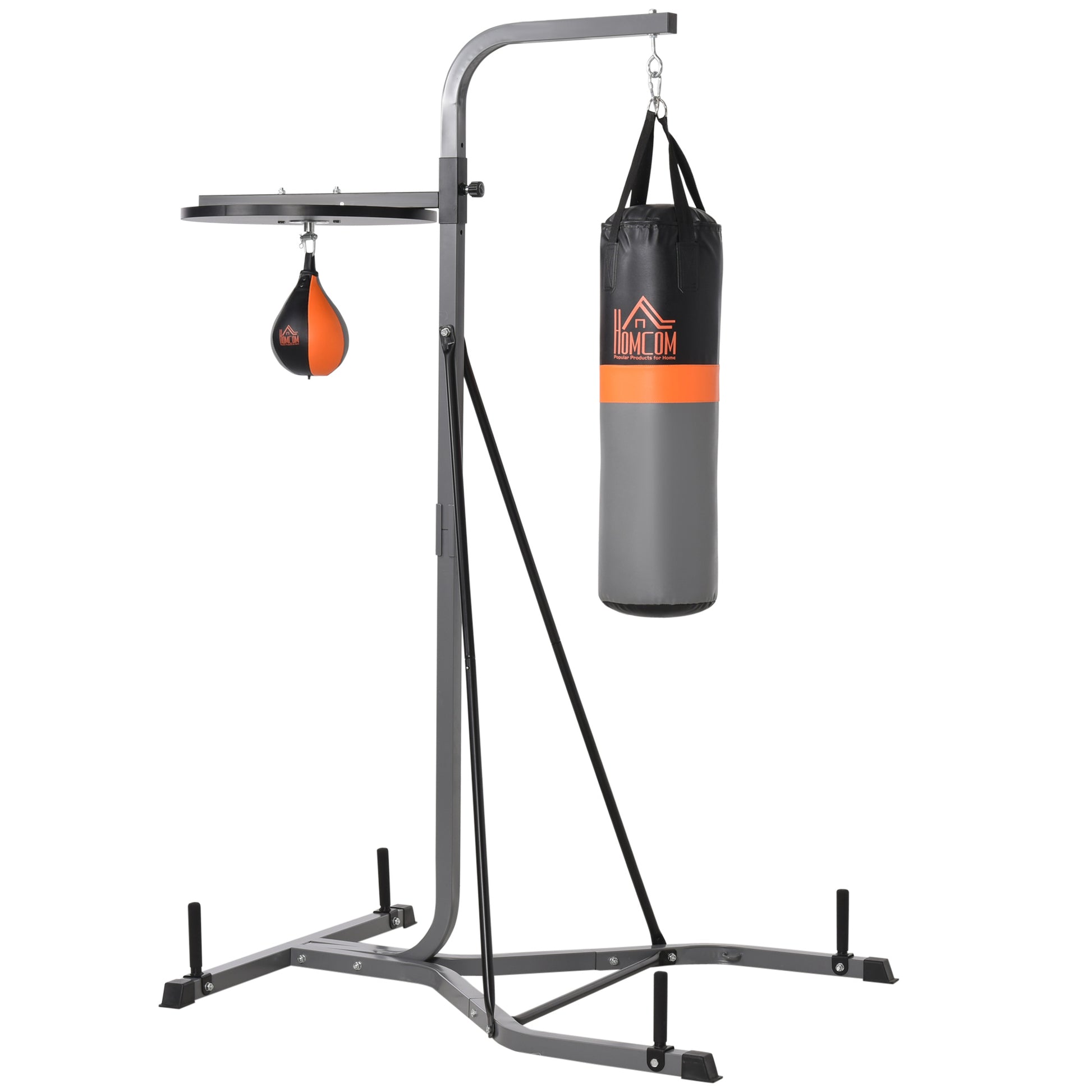 Photo of HOMCOM Freestanding Boxing Punch Bag & Speed ball Station, for Home Gym, Grey in Grey colour on a white background