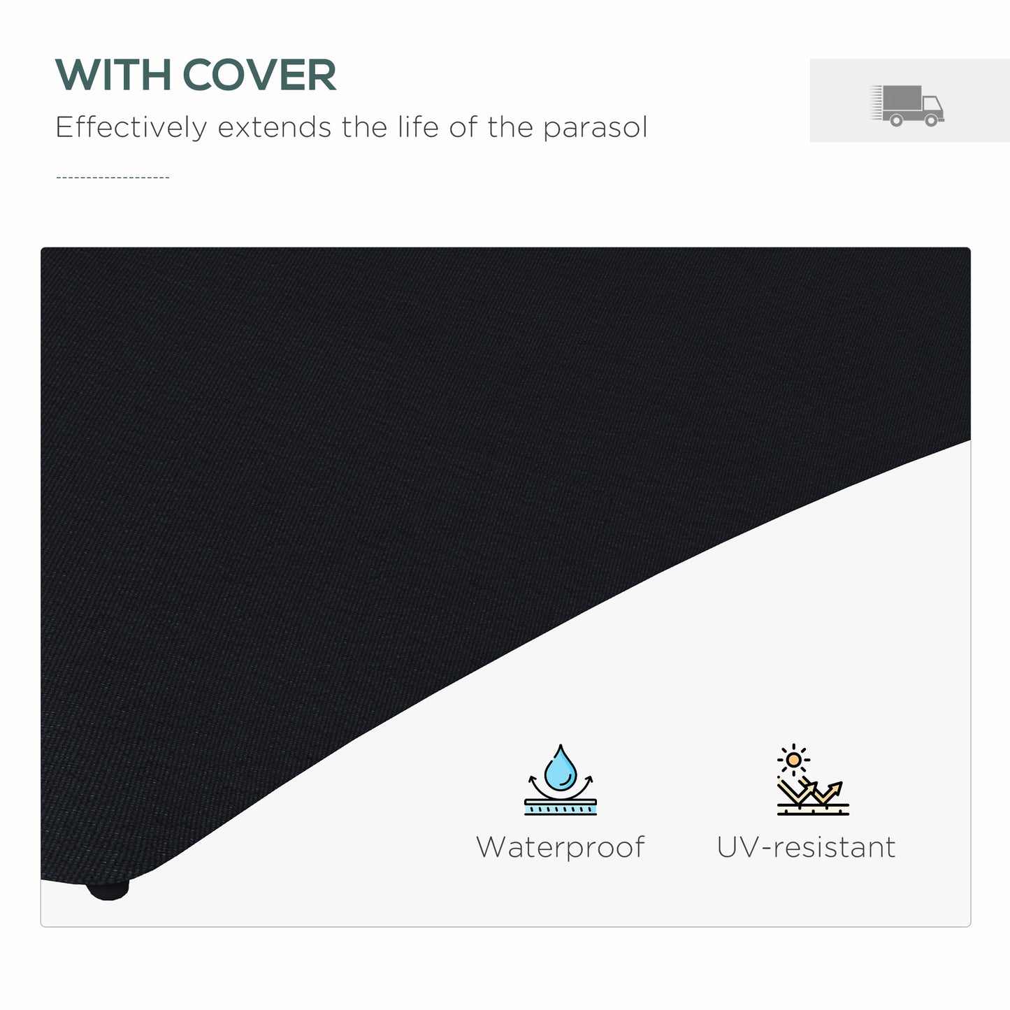 Outsunny 3(m) Solar LED Cantilever Parasol - Black