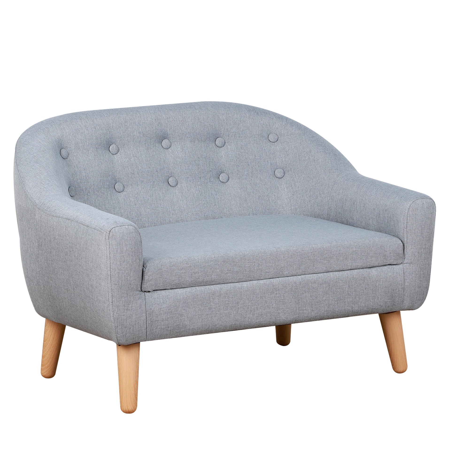 Photo of HOMCOM Children's Armchairs Kids Armchair Toddler Chair 2 Seater Wood Frame Mini Sofa for Bedroom Playroom Grey in Grey colour on a white background