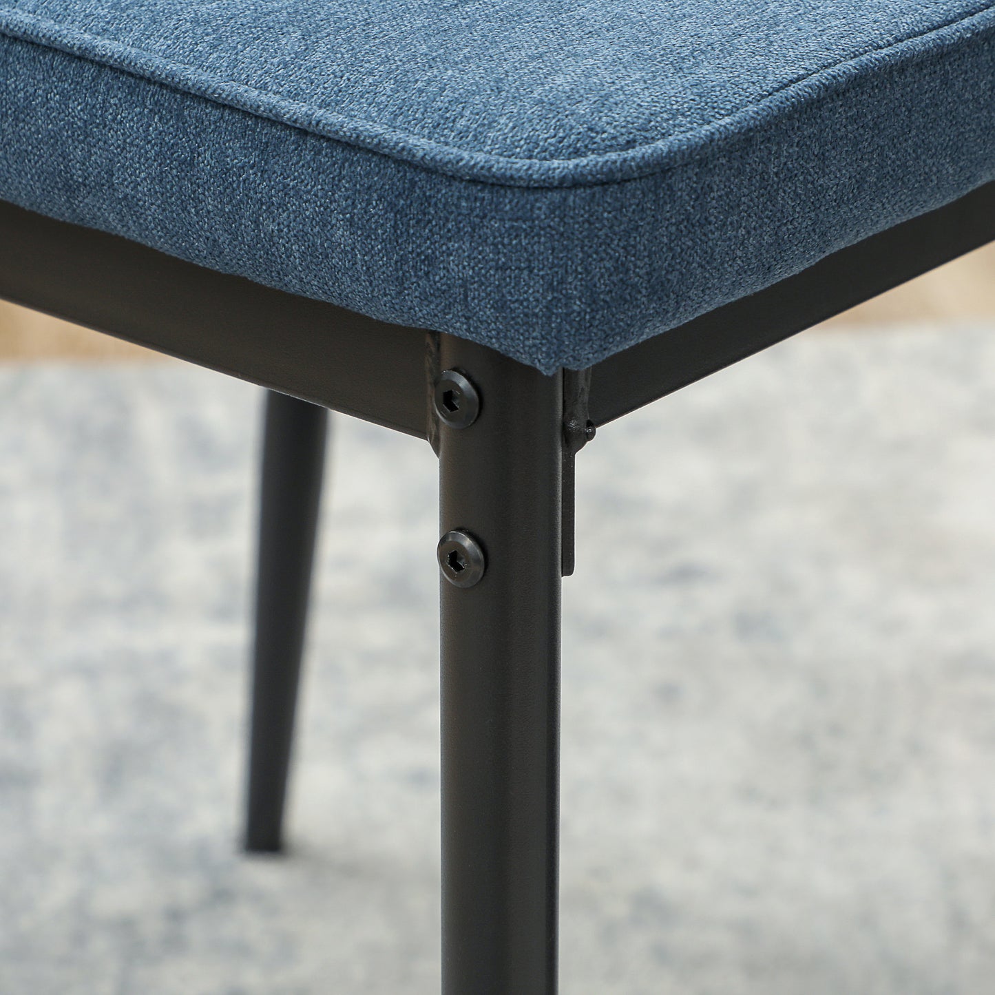 HOMCOM Velvet Dining Chairs Set of 2, Modern Armless Upholstered Kitchen Chairs with Metal Legs, Curved Back and Padded Seat, for Dining Room, Bedroom, Living Room, Blue