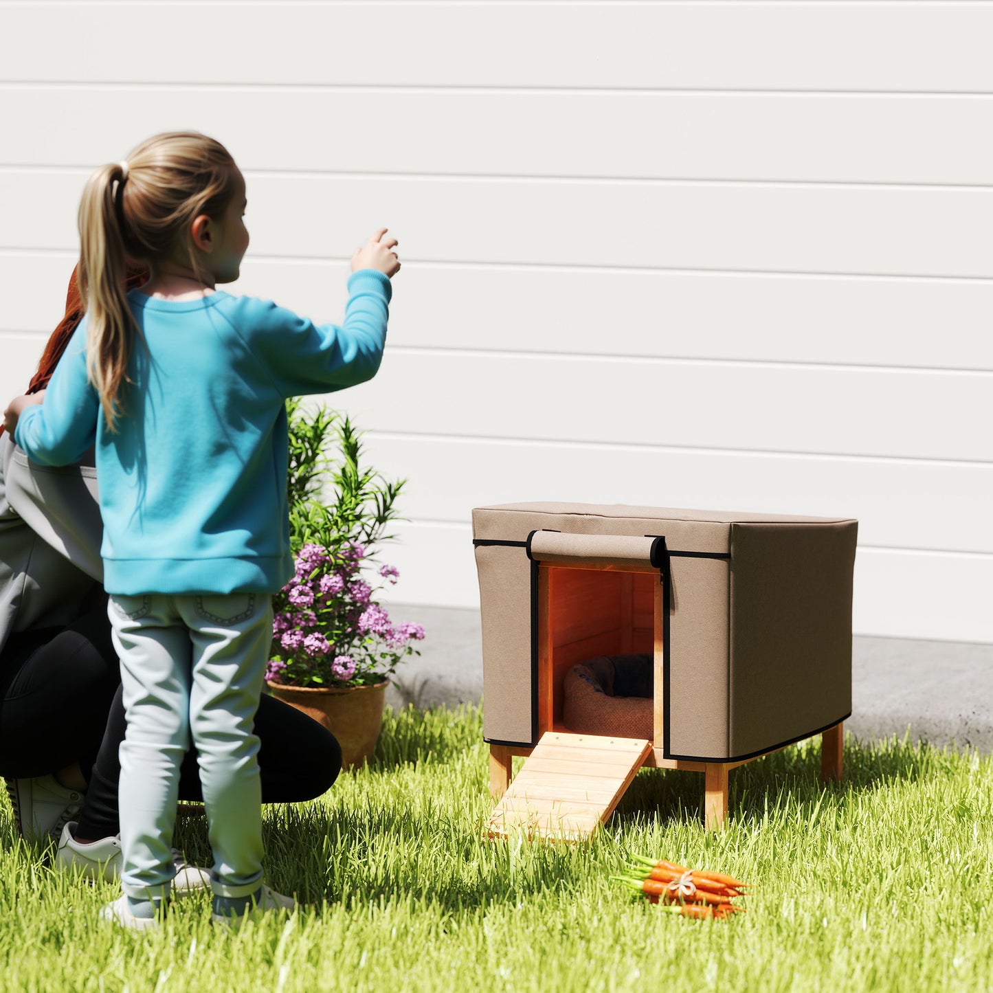 PawHut Water-Resistant Rabbit Hutch Cover for X-D2-0047 and Similar Models, 43 x 52 x 37cm, Brown