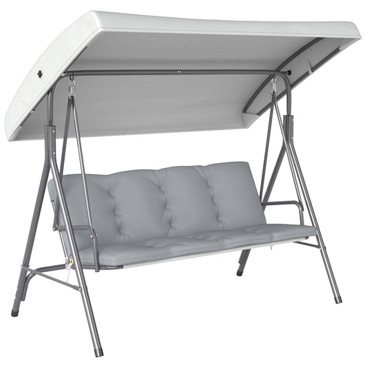 Photo of Outsunny Three-Seater Garden Swing Seat - Light Grey in Grey colour on a white background
