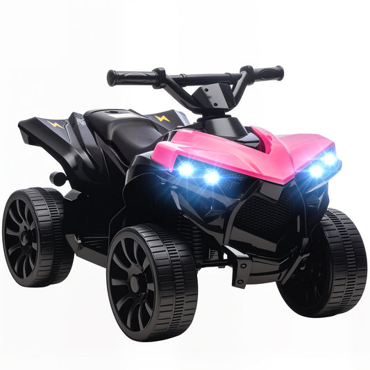 Photo of AIYAPLAY 6V Kids ATV, 4 Wheeler Electric Ride on Car with Music and LED Headlights, for Ages 18-56 Months Boys and Girls, Pink in Pink colour on a white background