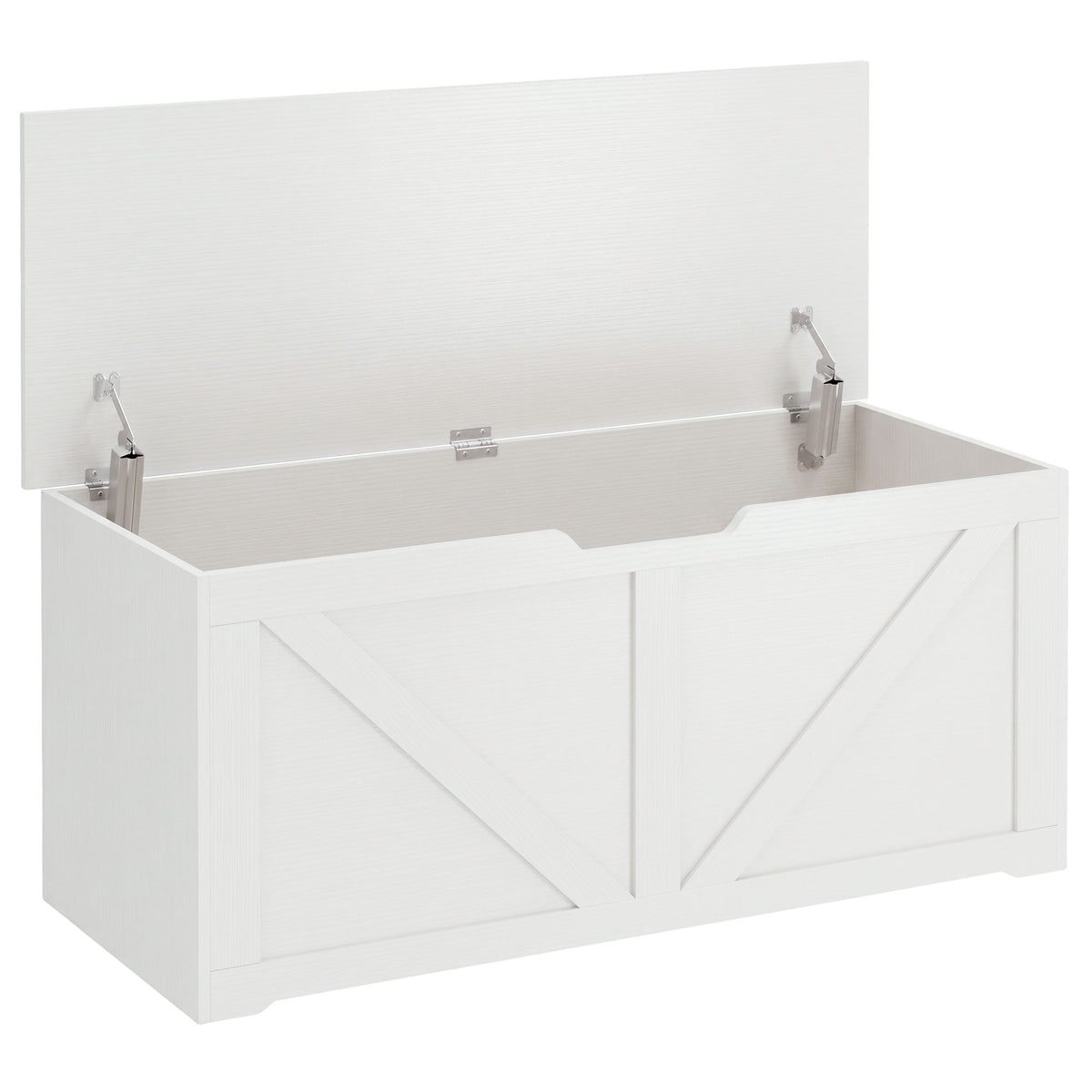 Photo of HOMCOM 127L Home Storage Box, with Safety Hinges - White Wood-Effect in Wood-Effect colour on a white background