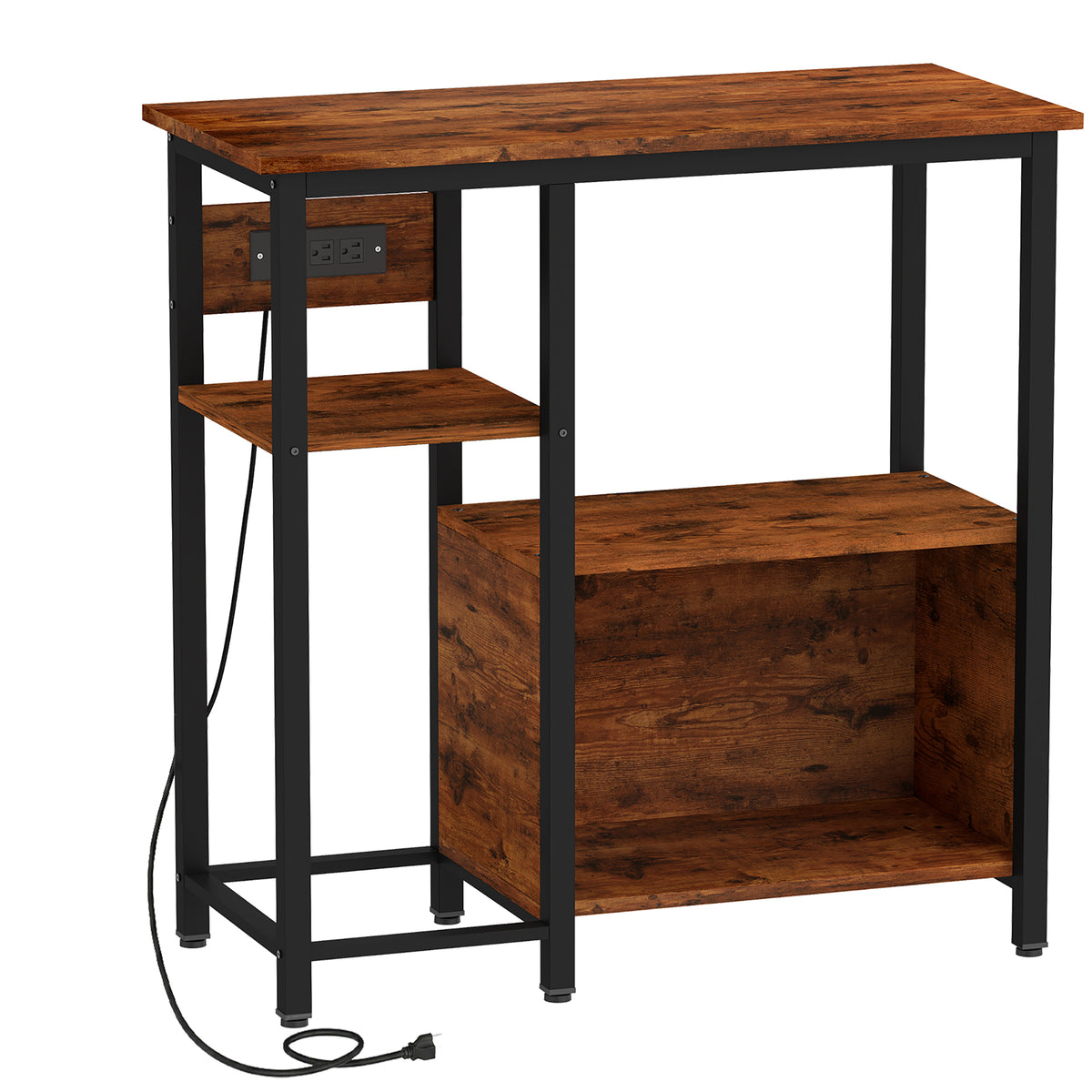 Photo of PawHut Fish Tank Stand with Power Outlets Aquarium Stand with Cabinet 20-29 Gallon Tanks Tiger Wood Grain in Grain colour on a white background