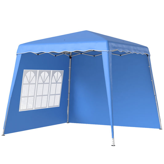 Photo of Outsunny 2.4 x 2.4m Two Wall Pop Up Gazebo - Blue in Blue colour on a white background