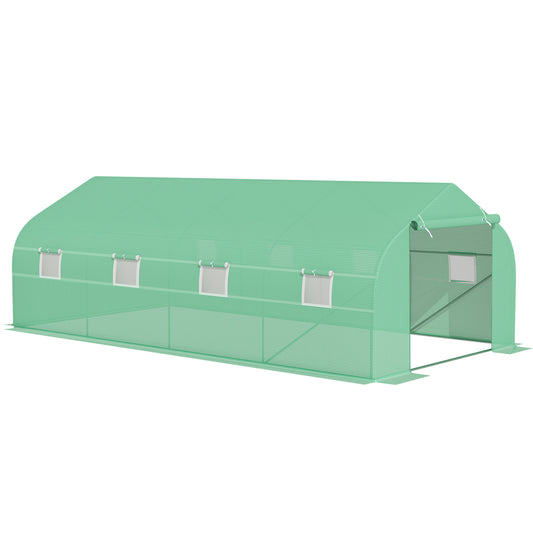 Photo of Outsunny Polytunnel Greenhouse with Windows and Door, Walk in Greenhouse for Garden, Backyard (6 x 3 M) in M) colour on a white background