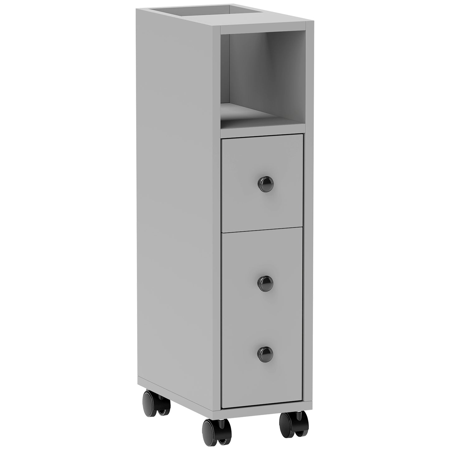 Photo of kleankin Slimline Bathroom Storage Cabinet - Grey in Grey colour on a white background