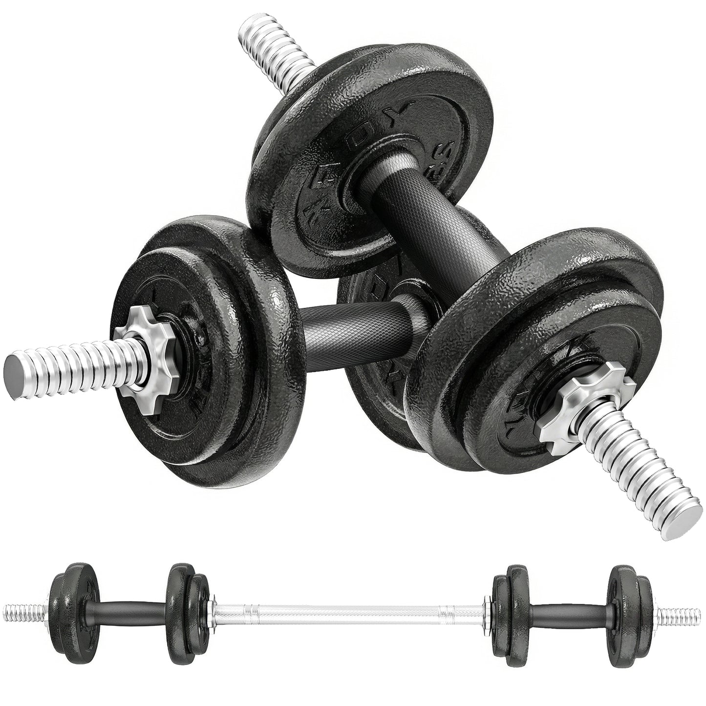 Photo of SPORTNOW 2-in-1 Adjustable Dumbbells Set, 20kg Cast Iron Weights Dumbbells Set with Non-Slip Grip for Strength Training, Weight Lifting, Bodybuilding, Home Gym Workout Equipment for Men & Women in Women colour on a white background