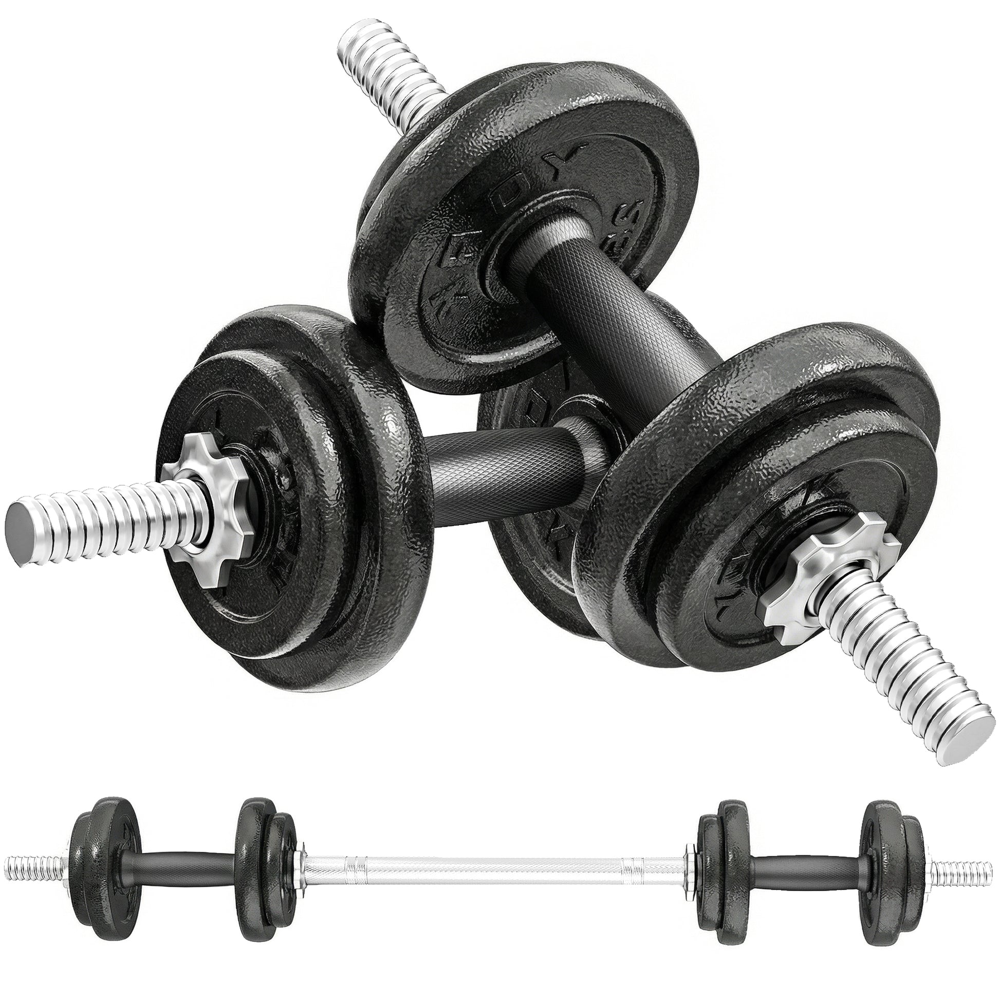 Photo of SPORTNOW 2-in-1 Adjustable Dumbbells Set, 20kg Cast Iron Weights Dumbbells Set with Non-Slip Grip for Strength Training, Weight Lifting, Bodybuilding, Home Gym Workout Equipment for Men & Women in Women colour on a white background