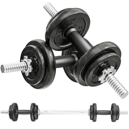 Photo of SPORTNOW 2-in-1 Adjustable Dumbbells Set, 20kg Cast Iron Weights Dumbbells Set with Non-Slip Grip for Strength Training, Weight Lifting, Bodybuilding, Home Gym Workout Equipment for Men & Women in Women colour on a white background