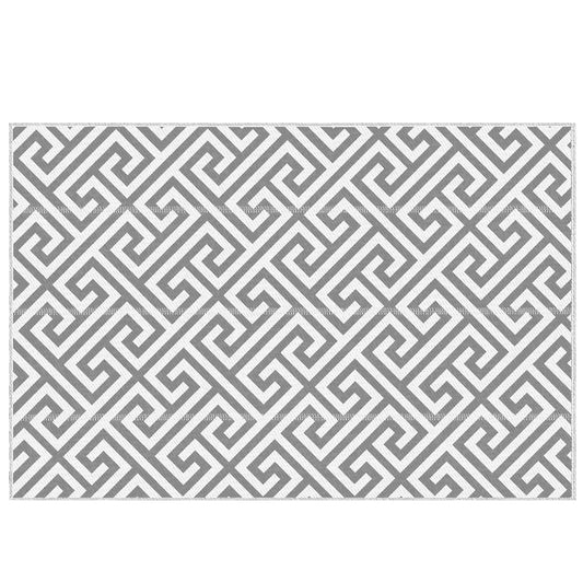 Photo of Outsunny Outdoor Rug Reversible Mat Plastic Straw Rug Portable RV Camping Mat for Garden Picnic Indoor, 152x243cm, Light Grey in Grey colour on a white background