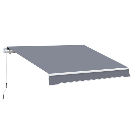 Photo of Outsunny Manual Retractable Awning, size (4m x3m)-Grey in x3m)-Grey colour on a white background