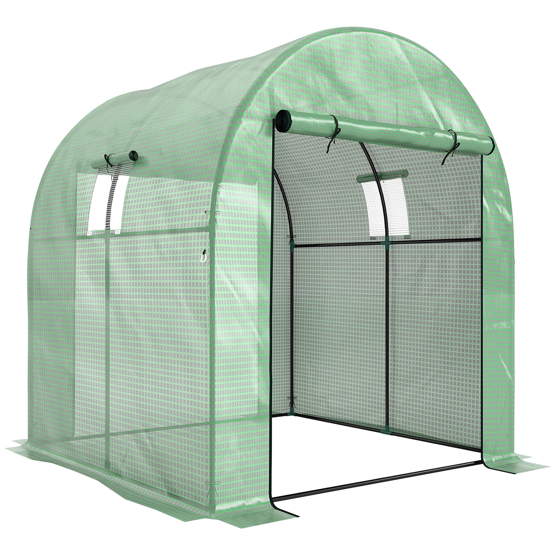 Photo of Outsunny 180 x 180cm Walk-In Polytunnel Greenhouse - Green in Green colour on a white background