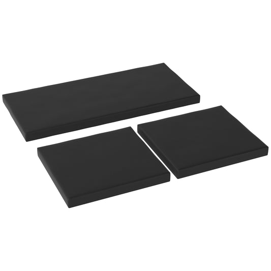 Photo of Outsunny Outdoor Seat Cushion Pads for Rattan Furniture, 3 PCs Garden Furniture Cushions, Black in Black colour on a white background