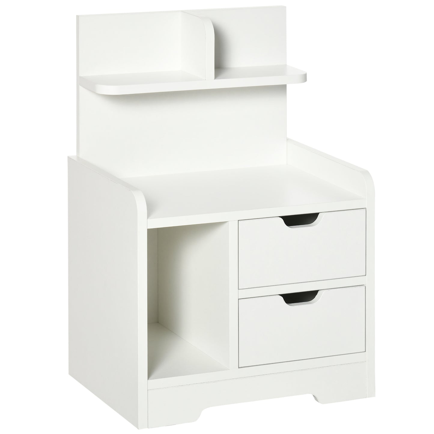 Photo of HOMCOM Bedside Table, Small Bedside Cabinet with 2 Drawers and Storage Shelves, Modern Nightstand for Bedroom, White in White colour on a white background
