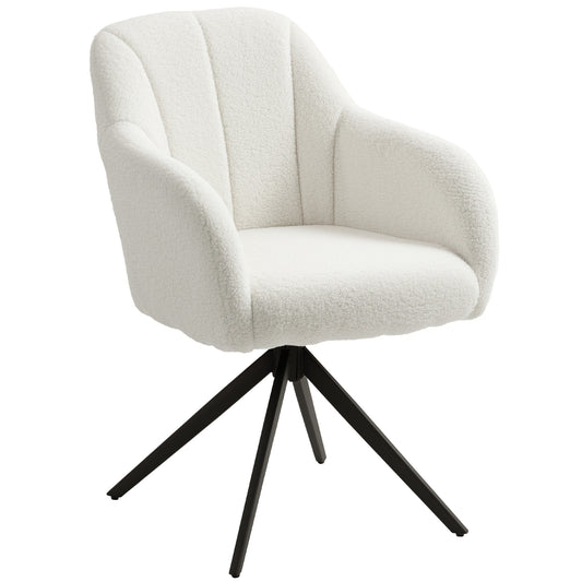 Photo of HOMCOM 360 Degree Swivel Accent Chair, Teddy Fleece Fabric Armchair, White in White colour on a white background