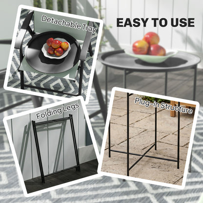 Outsunny garden table with removable tray top, folding legs and plug-in frame
