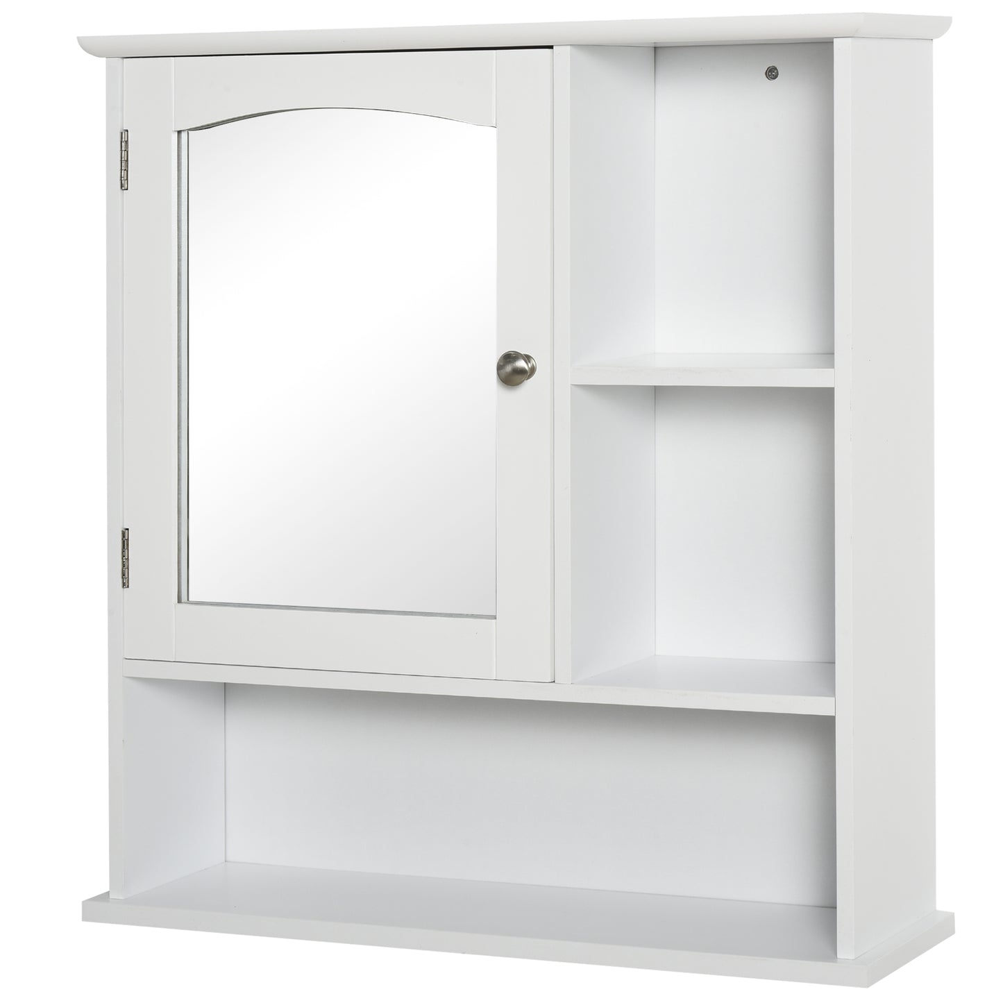 Photo of kleankin Bathroom Cabinet, Wall Mount Storage Organizer with Mirror, Adjustable Shelf for Bathroom, Kitchen, Bedroom, White in White colour on a white background